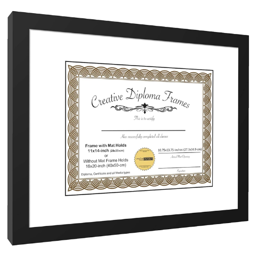 6x8 Black Diploma Frame with Mat