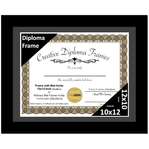 6x8 Black Diploma Frame with Mat