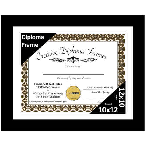 6x8 Black Diploma Frame with Mat