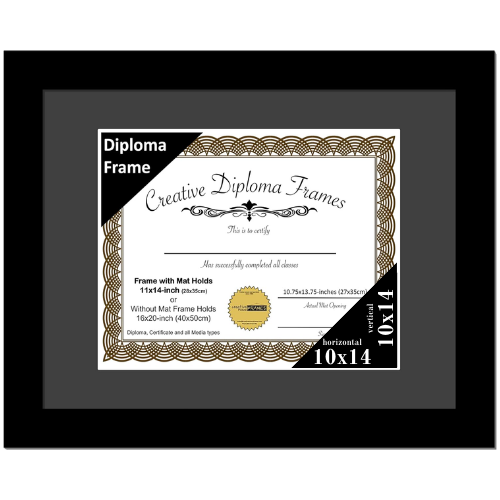 6x8 Black Diploma Frame with Mat
