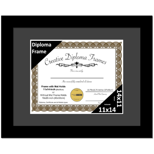 6x8 Black Diploma Frame with Mat