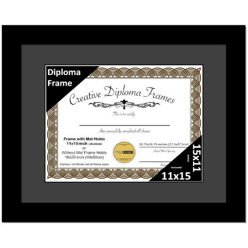 6x8 Black Diploma Frame with Mat