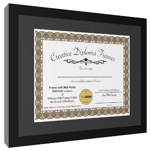 6x8 Black Diploma Frame with Mat