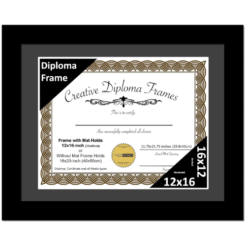 6x8 Black Diploma Frame with Mat