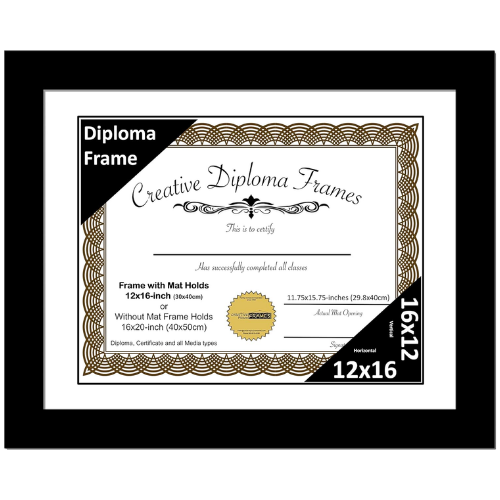 6x8 Black Diploma Frame with Mat