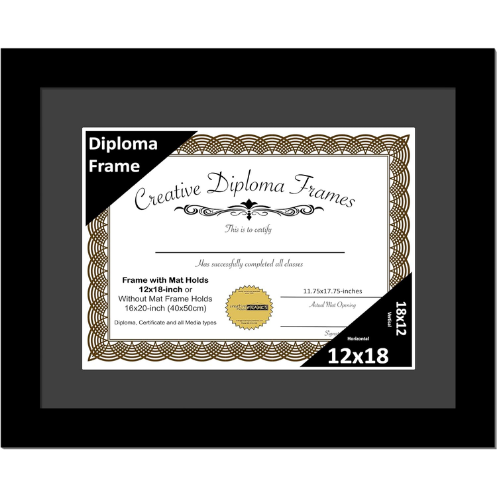 6x8 Black Diploma Frame with Mat