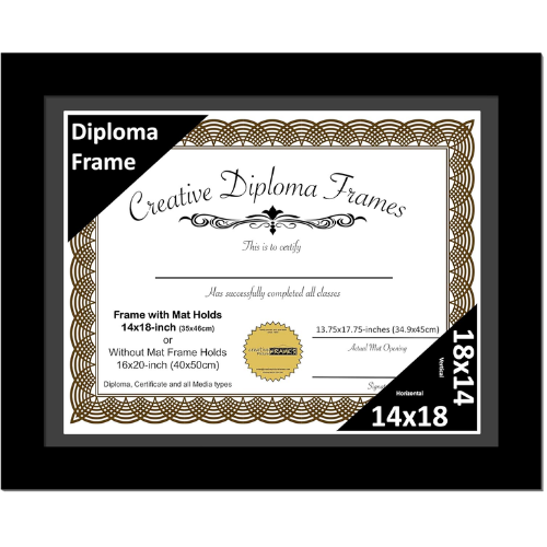 6x8 Black Diploma Frame with Mat