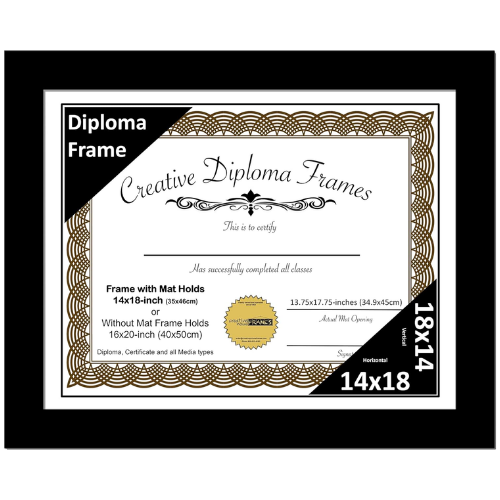 6x8 Black Diploma Frame with Mat