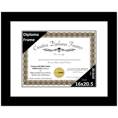 6x8 Black Diploma Frame with Mat