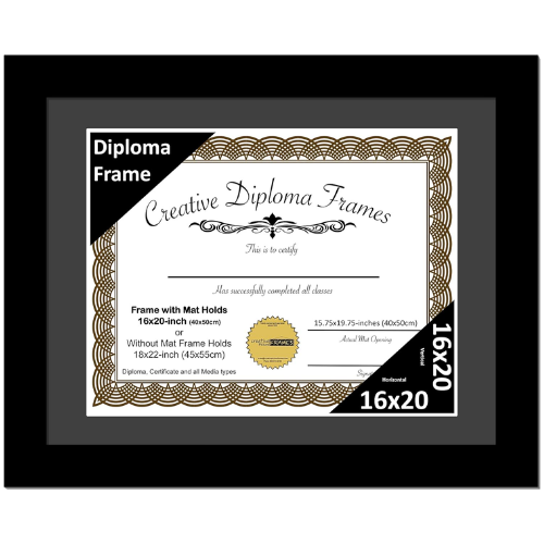 6x8 Black Diploma Frame with Mat
