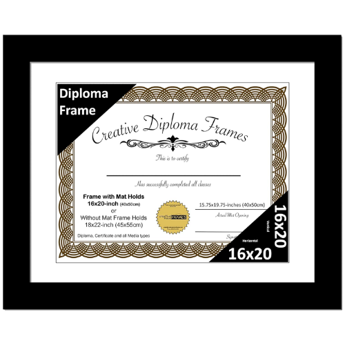 6x8 Black Diploma Frame with Mat