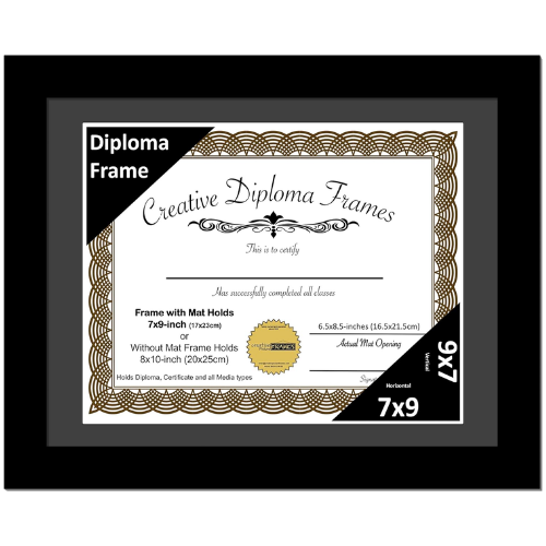 6x8 Black Diploma Frame with Mat