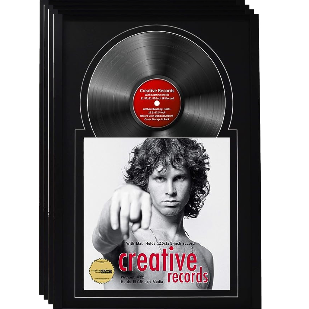 12" Manhattan Black Jukebox Record Frame, Holds One 12" Disc and Album Cover