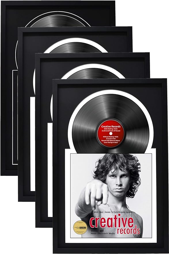 12" Manhattan Black Jukebox Record Frame, Holds One 12" Disc and Album Cover