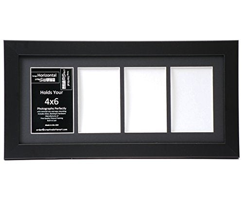 4x6-inch Multi Opening Black Picture Frame