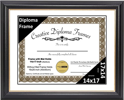 6x8 thru 16x20.5 Rockefeller Black with Gold Diploma Frame with Mat