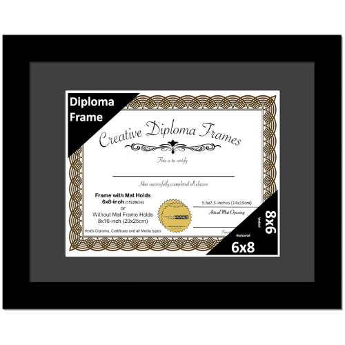 6x8 Black Diploma Frame with Mat