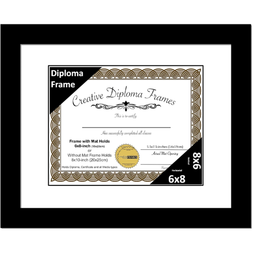 6x8 Black Diploma Frame with Mat