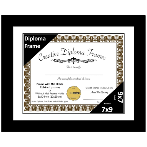 6x8 Black Diploma Frame with Mat