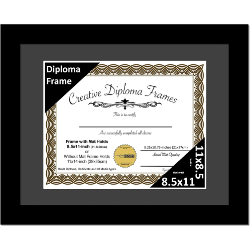 6x8 Black Diploma Frame with Mat