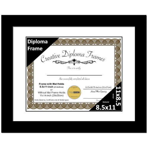 6x8 Black Diploma Frame with Mat