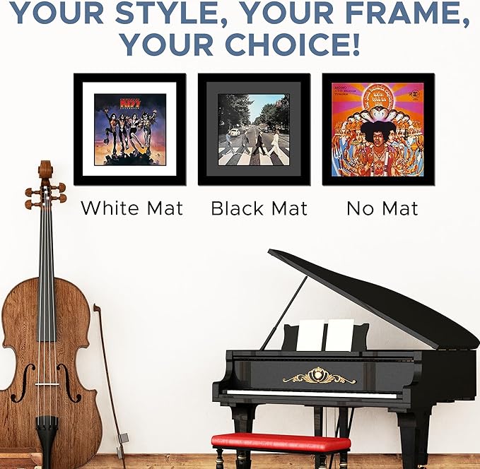 12" Manhattan Black Album Cover Record Frame with Matting