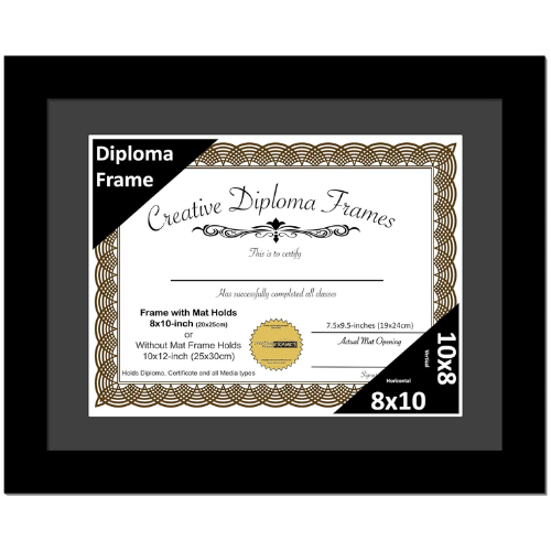 6x8 Black Diploma Frame with Mat