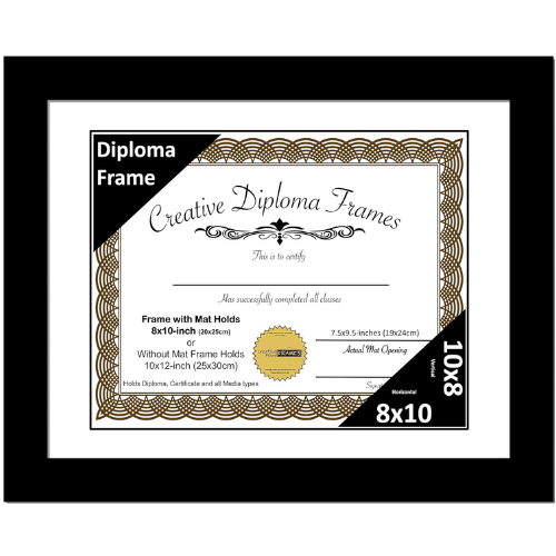 6x8 Black Diploma Frame with Mat