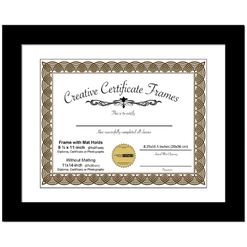6x8 Black Diploma Frame with Mat