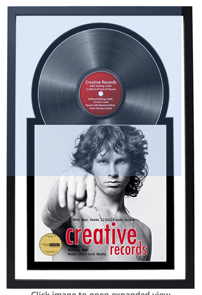 12" Manhattan Black Jukebox Record Frame, Holds One 12" Disc and Album Cover