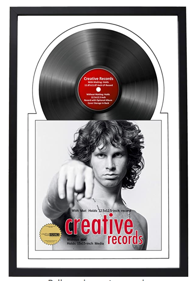 12" Manhattan Black Jukebox Record Frame, Holds One 12" Disc and Album Cover