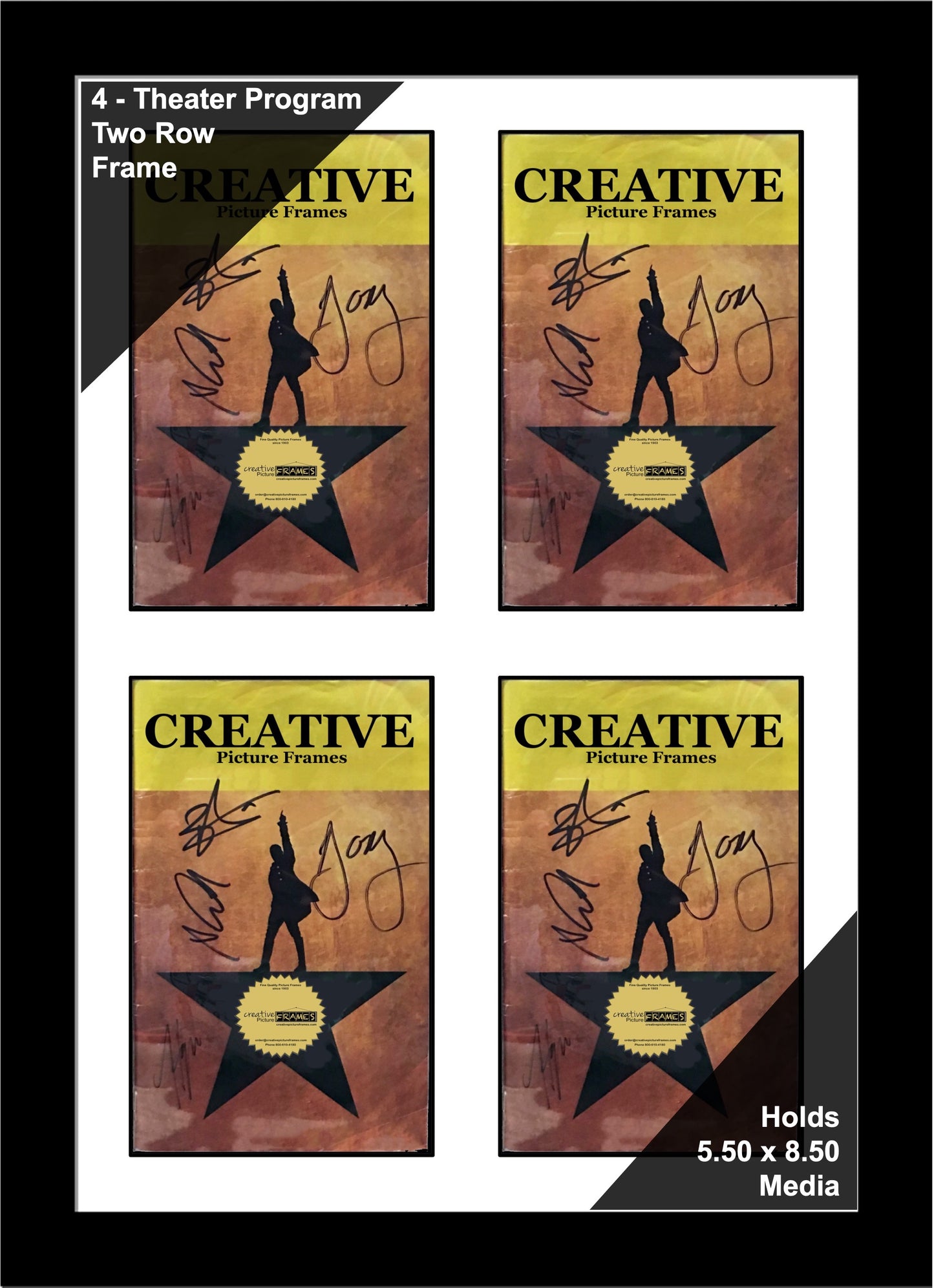 Multi-Opening Theatre Bill Frame - Black Manhattan with Optional Matting (Theatre Bill Not Included)