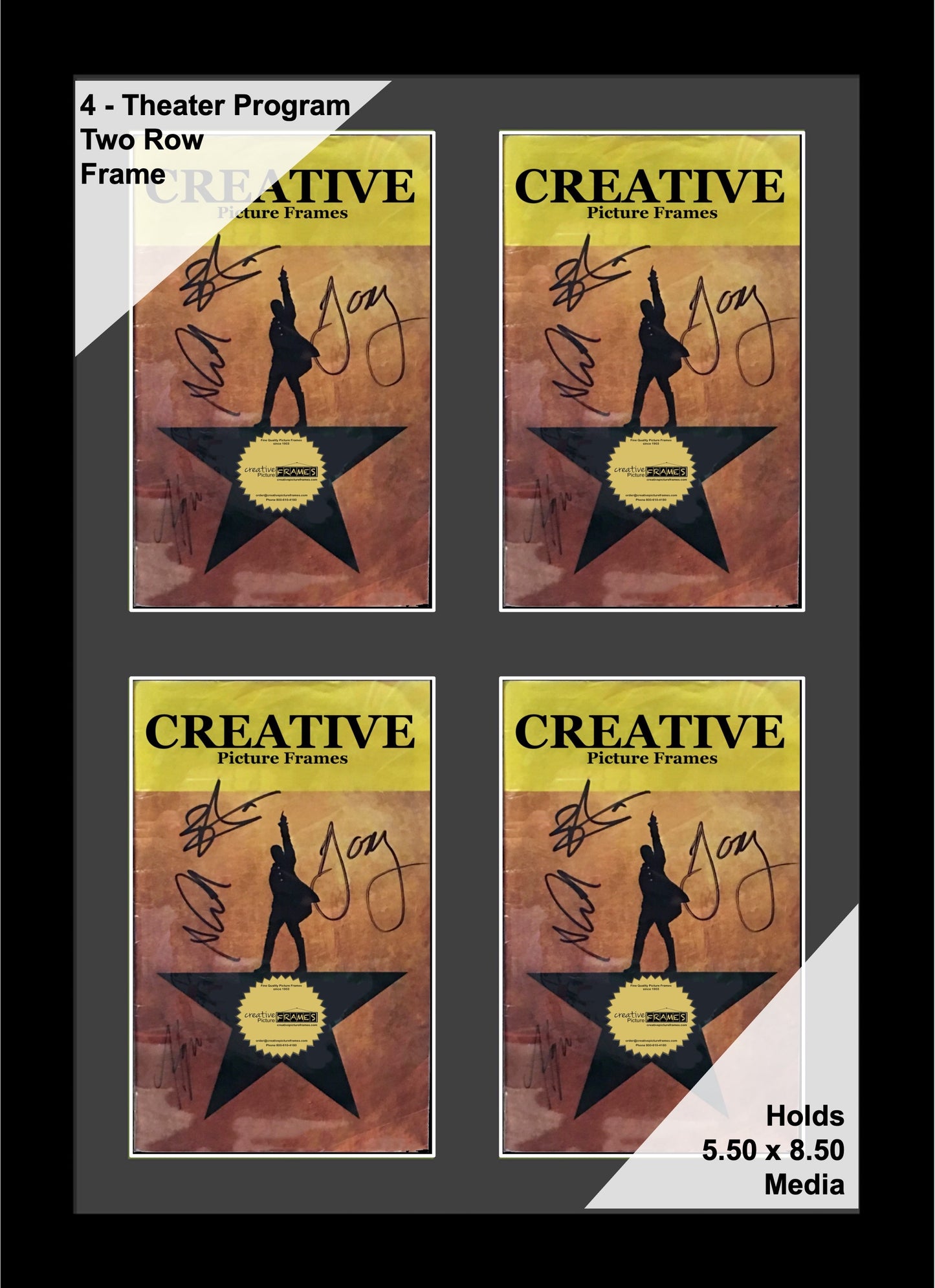 Multi-Opening Theatre Bill Frame - Black Manhattan with Optional Matting (Theatre Bill Not Included)
