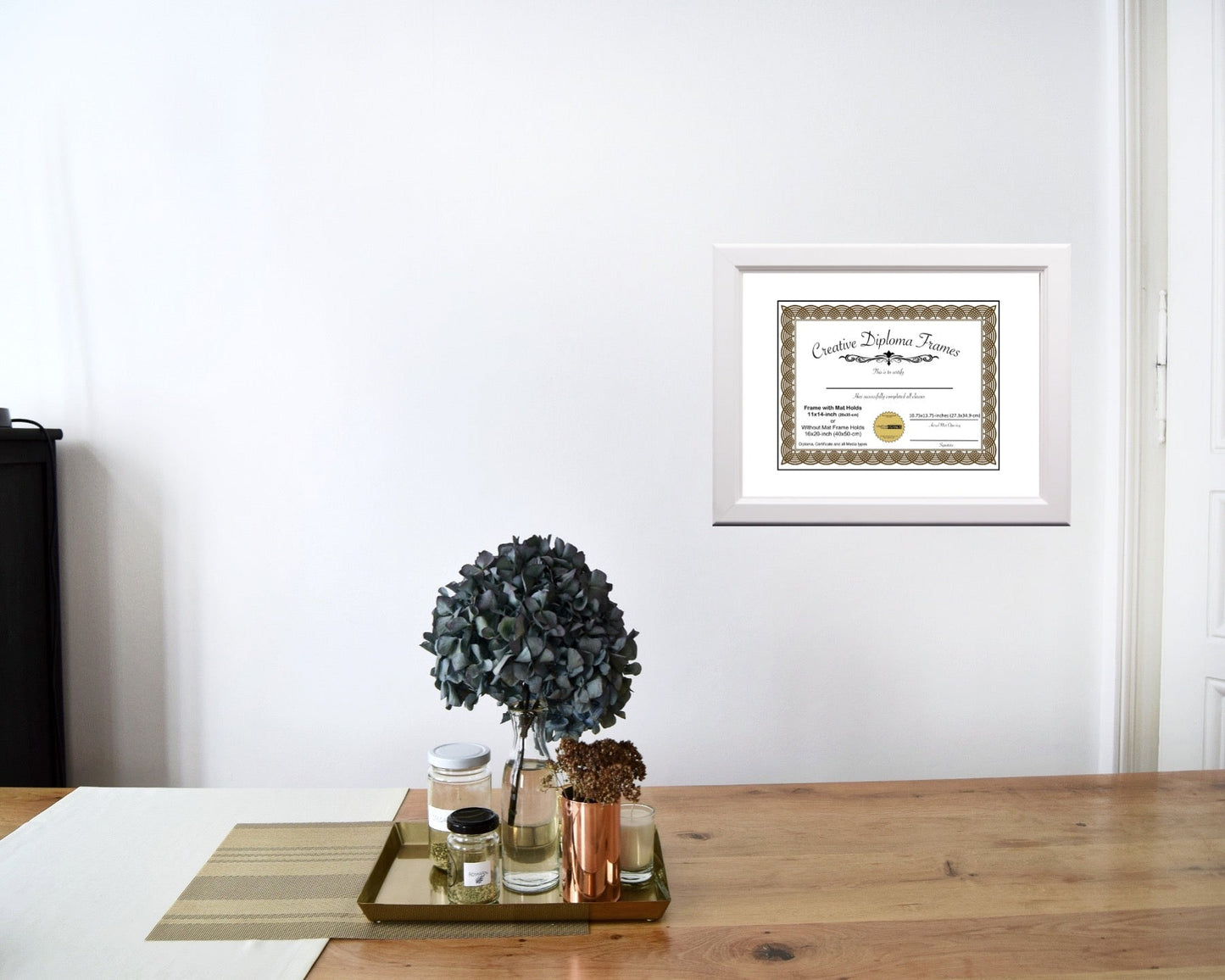 6x8 thru 16x20.5 Cottage White Diploma Frame with Mat