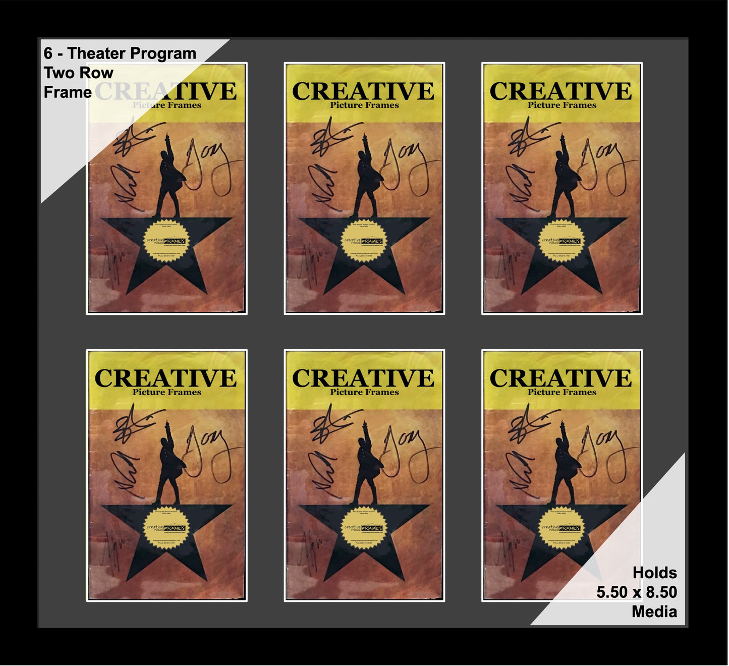 Multi-Opening Theatre Bill Frame - Black Manhattan with Optional Matting (Theatre Bill Not Included)