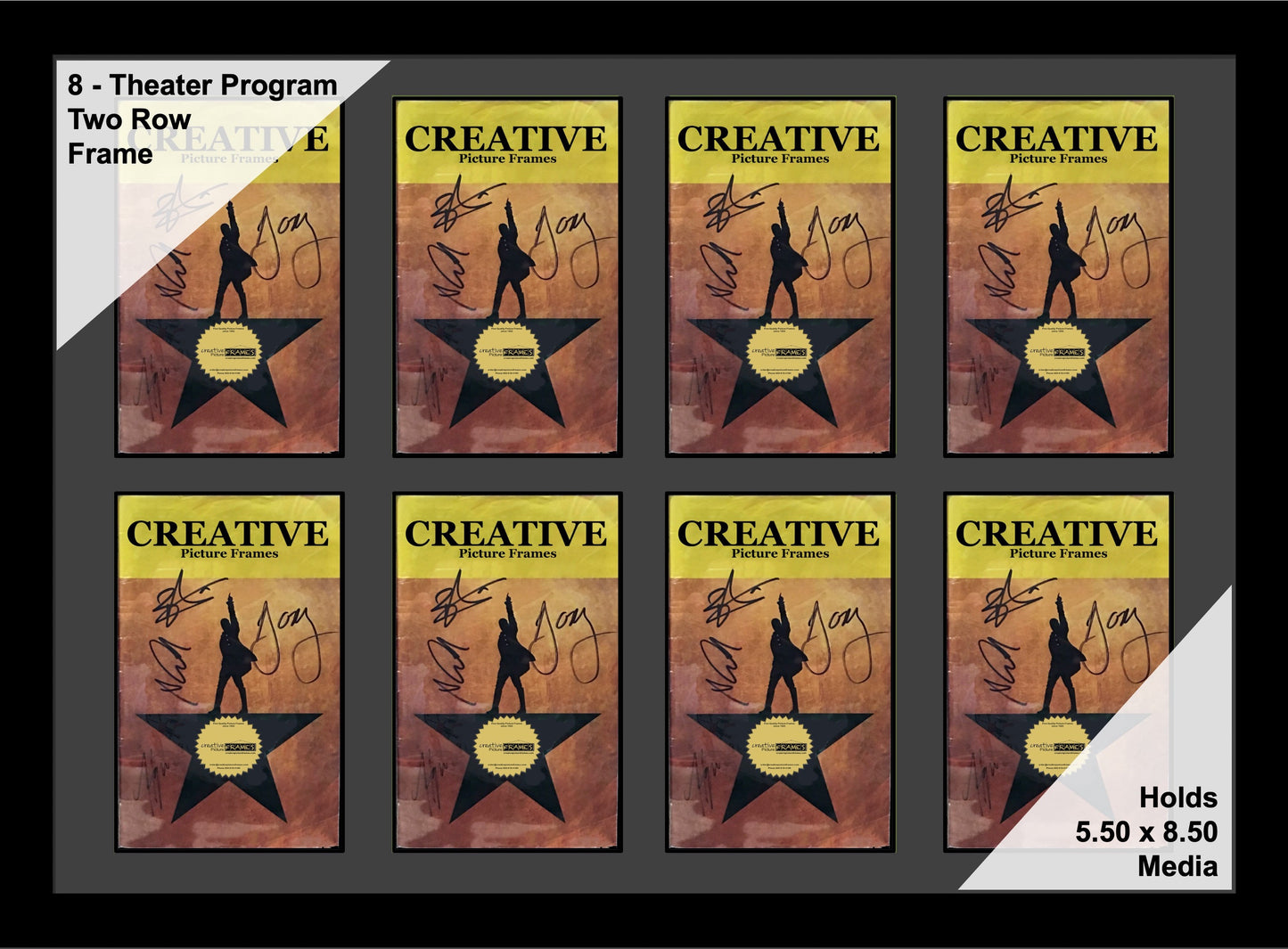 Multi-Opening Theatre Bill Frame - Black Manhattan with Optional Matting (Theatre Bill Not Included)