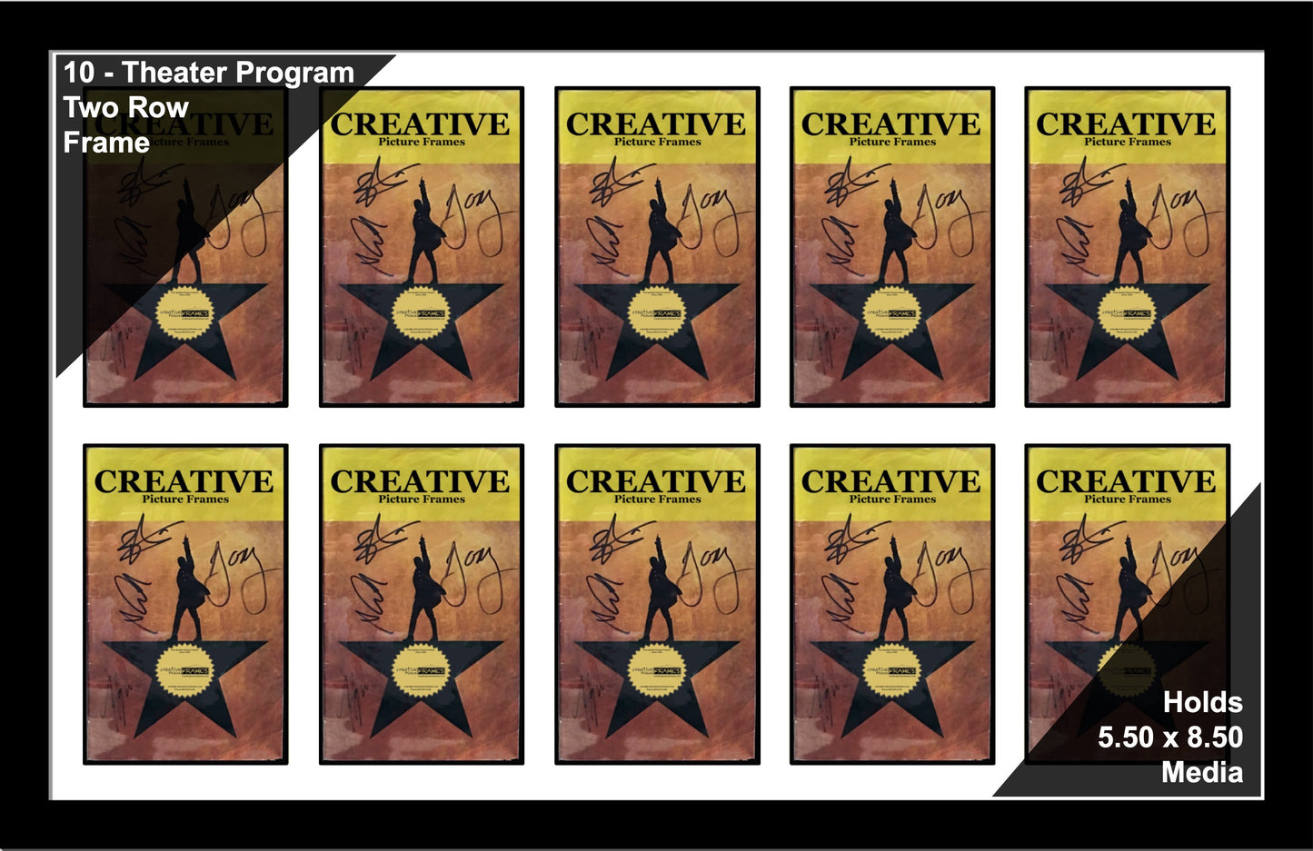 Multi-Opening Theatre Bill Frame - Black Manhattan with Optional Matting (Theatre Bill Not Included)