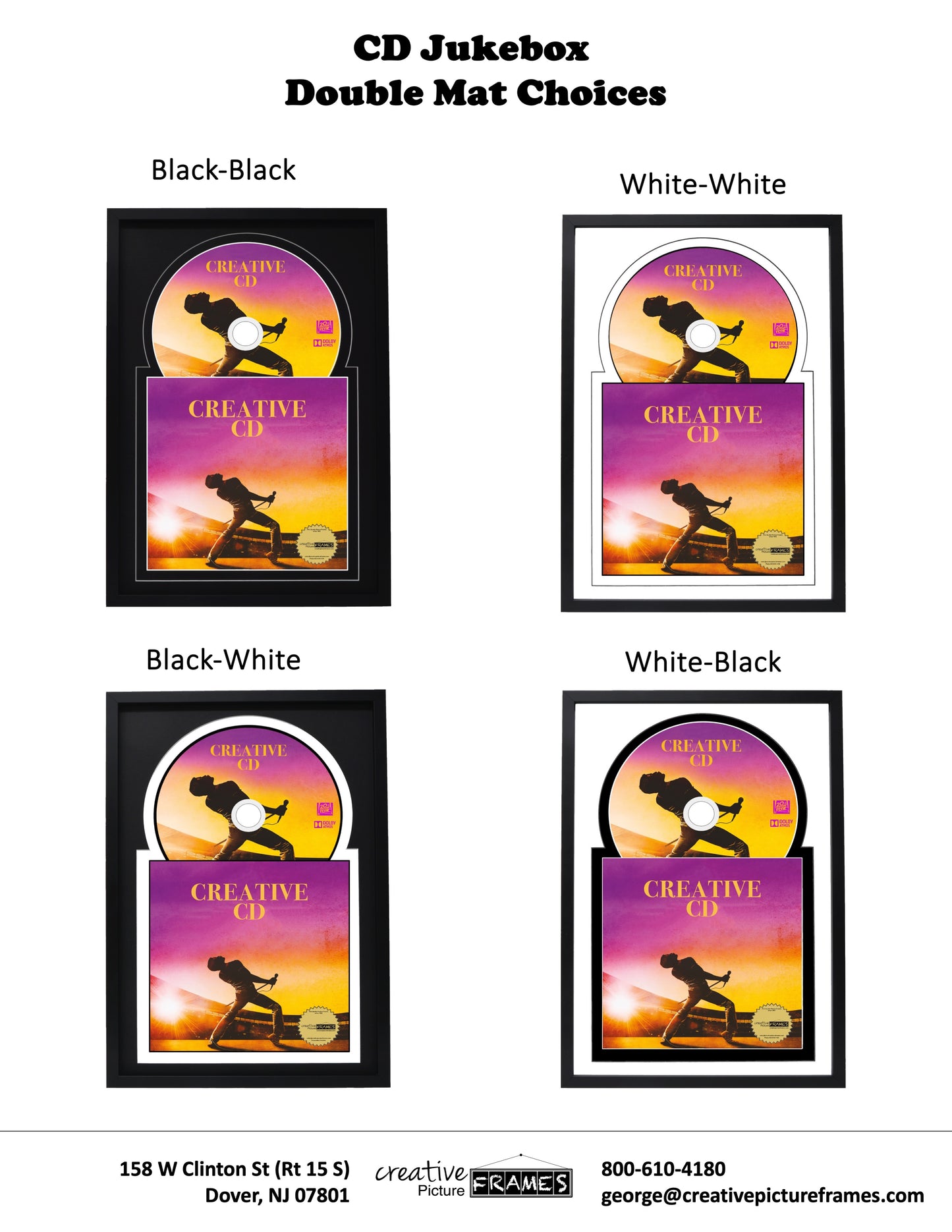 CD Jukebox Frame Holds CD Cover Art and CD in our Manhattan Black Molding
