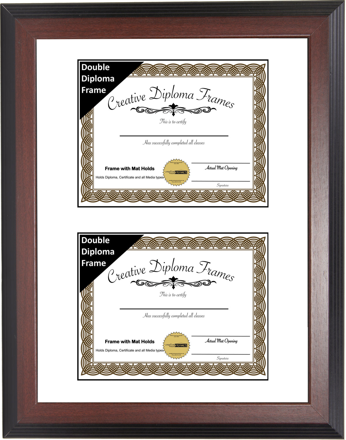 Double Diploma Frame Congress Mahogany with Mat