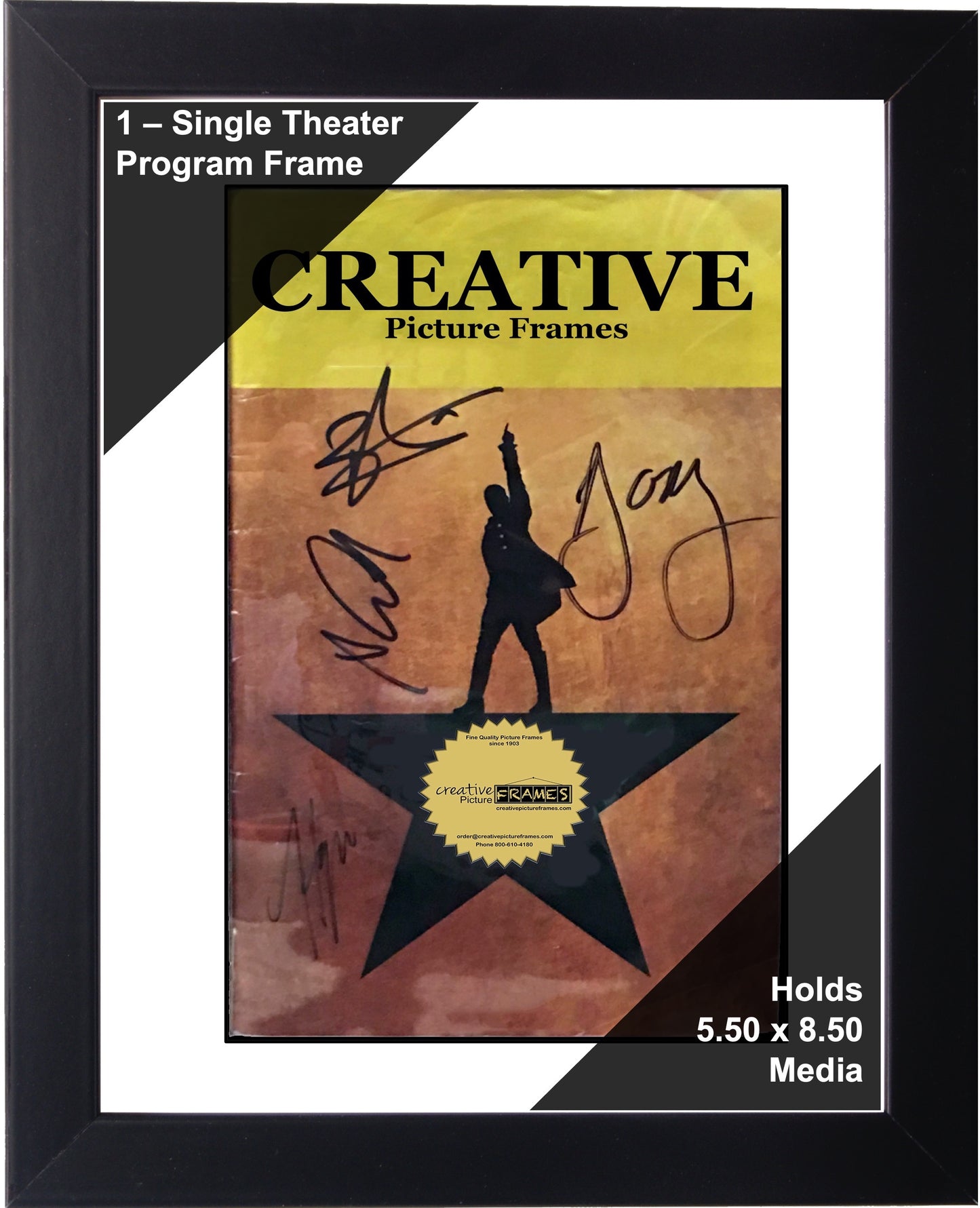 Multi-Opening Theatre Bill Frame - Black Manhattan with Optional Matting (Theatre Bill Not Included)