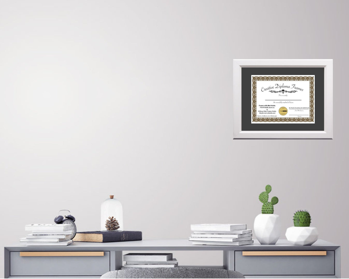 6x8 thru 16x20.5 Cottage White Diploma Frame with Mat