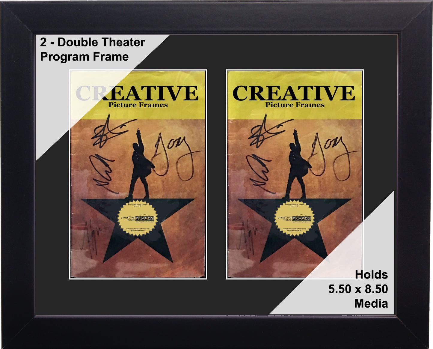 Multi-Opening Theatre Bill Frame - Black Manhattan with Optional Matting (Theatre Bill Not Included)