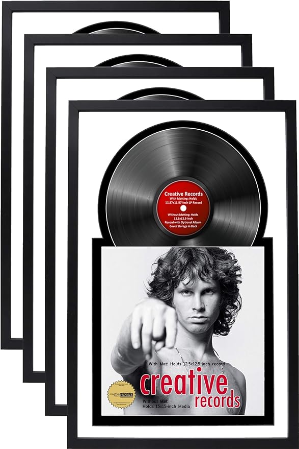 12" Manhattan Black Jukebox Record Frame, Holds One 12" Disc and Album Cover