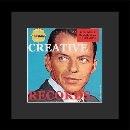 7" Single Record Sleeve Cover Frame with Mat in our Manhattan Black Wide Molding