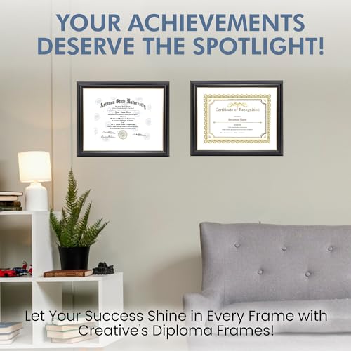 6x8 thru 16x20.5 Rockefeller Black with Gold Diploma Frame with Mat