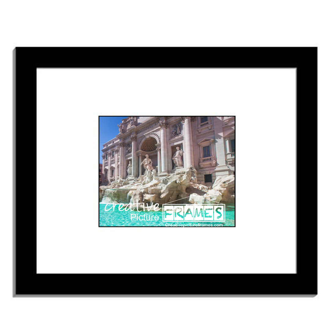 16”x 20” Black Picture Frame Includes White Mat/Black Core To Hold 8x10-inch Media, Includes Installed Sawtooth Hangers