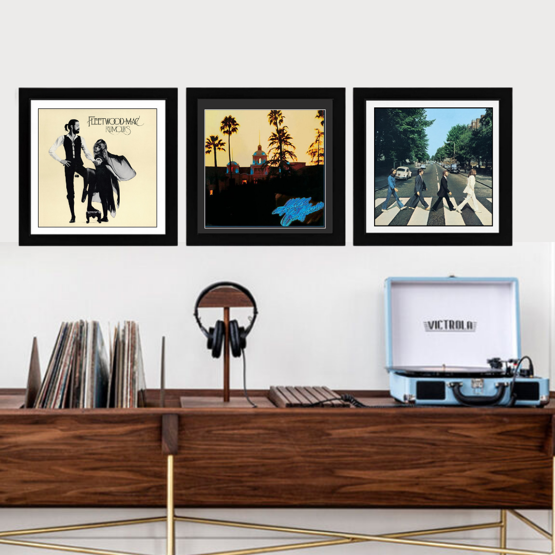 12" Manhattan Black Album Cover Record Frame with Matting