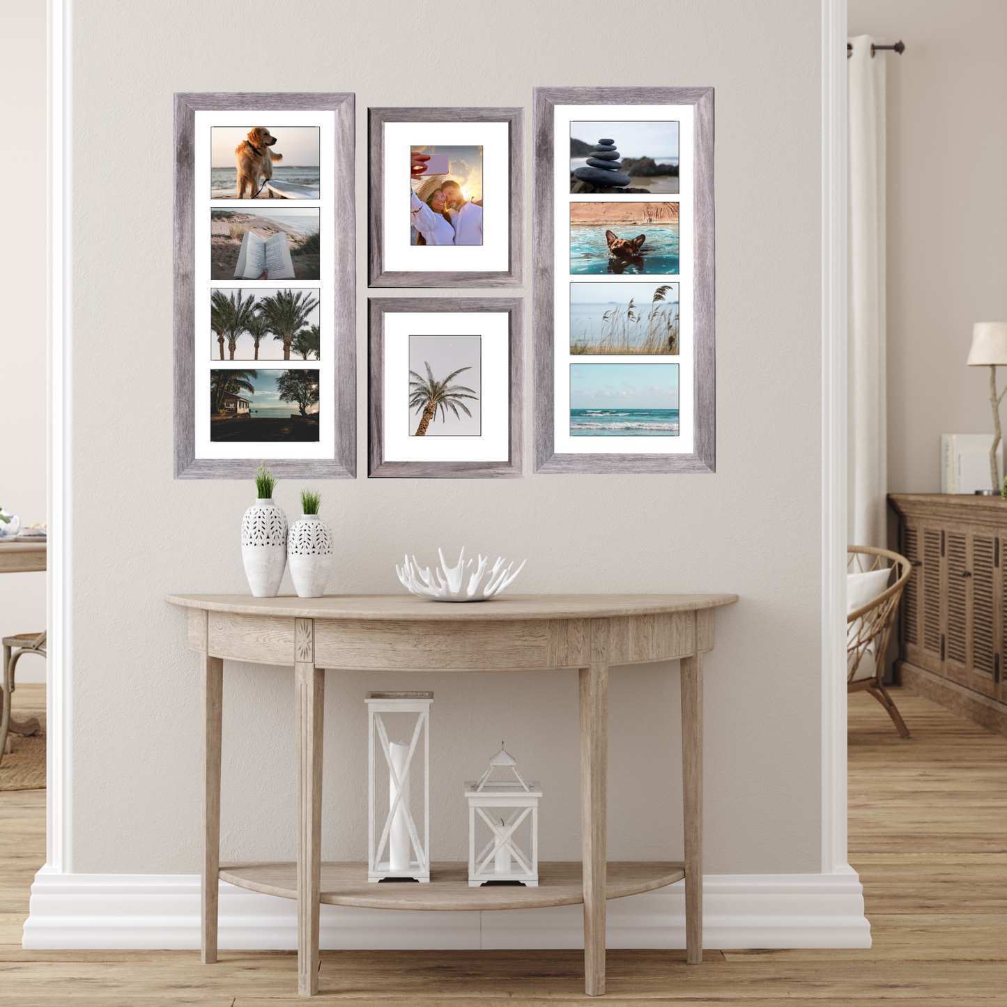5x7 -inch 1-10 Opening Hamptons Driftwood Picture Frame Collage
