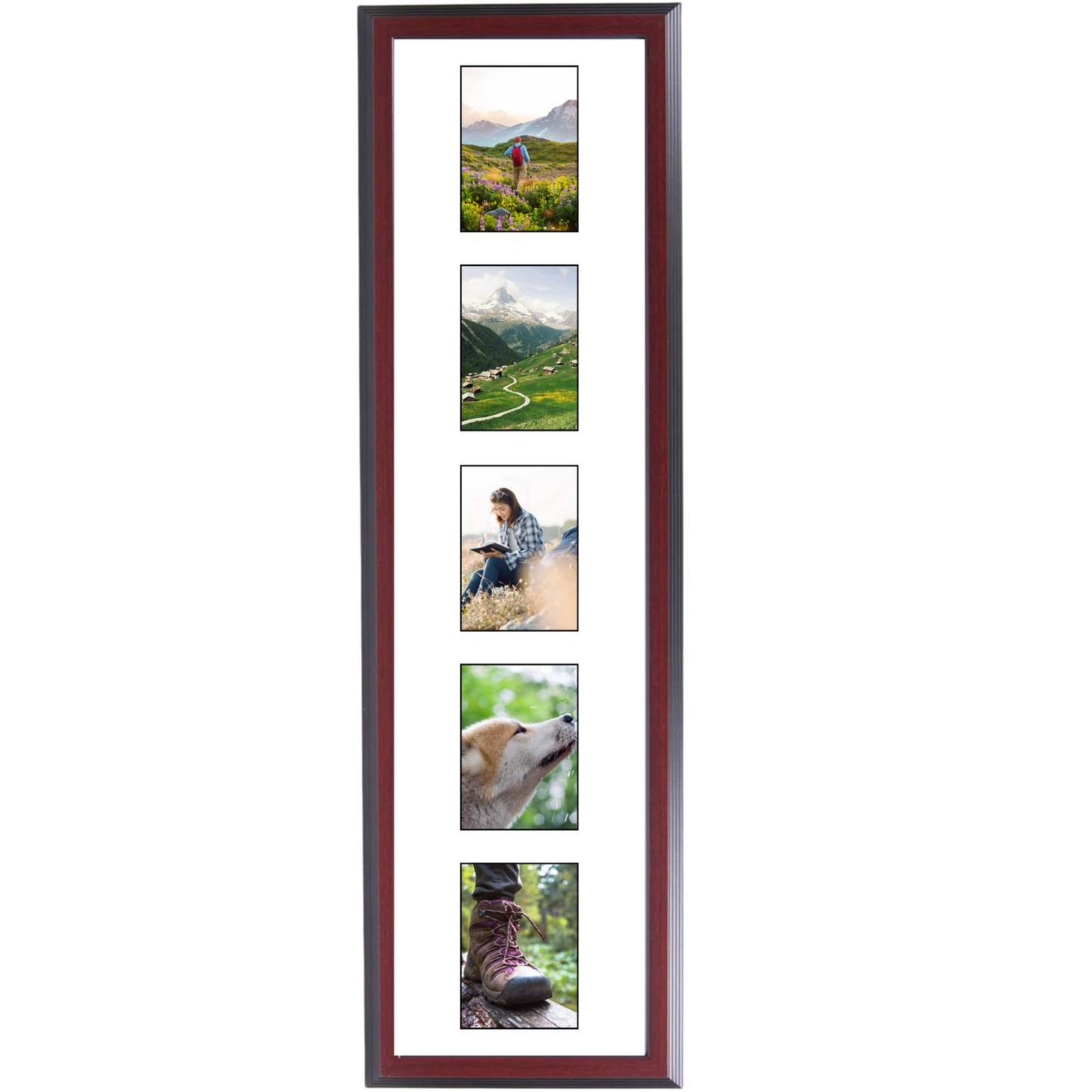 4x6 -inch Multi 2-6 Opening Congress Mahogany Vertical Picture Frame Collage