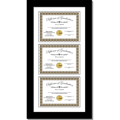 Black Diploma Frame with Matting | Holds 6x8-inch Documents with Stand and Wall Hanger
